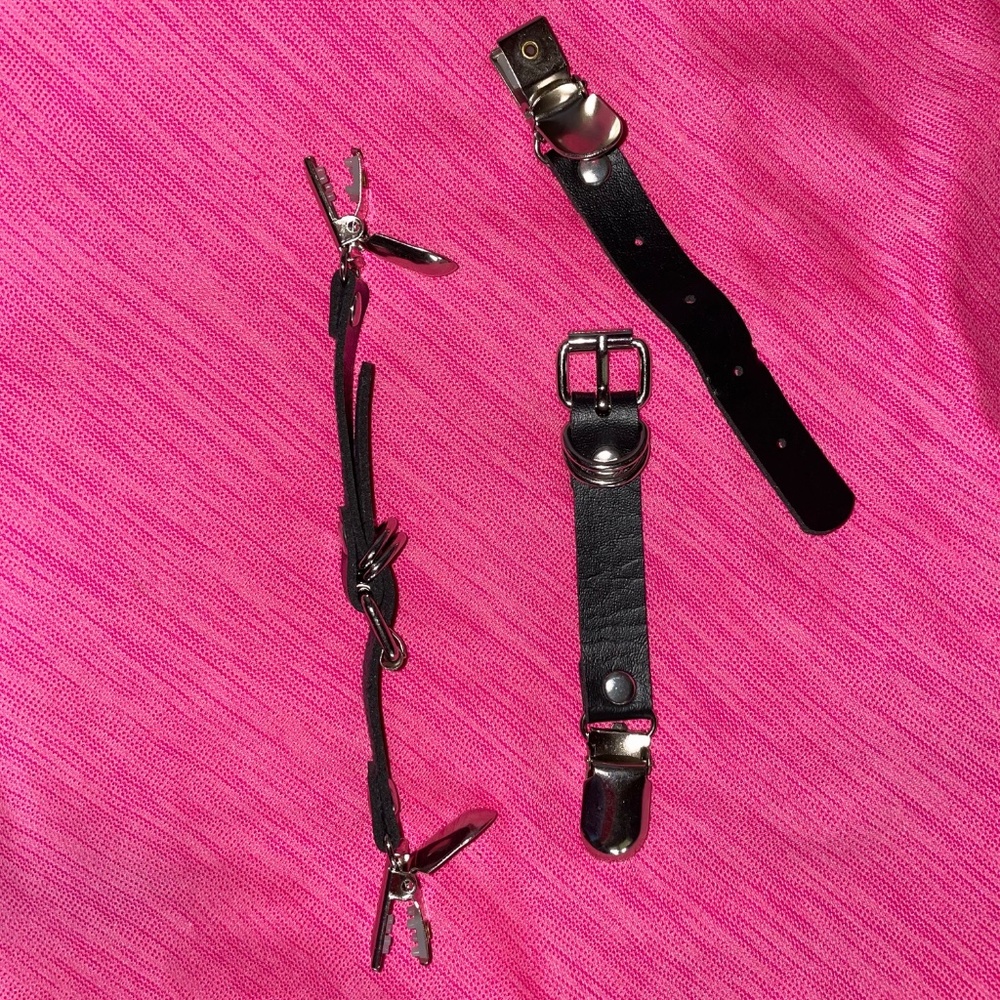 Leather Clip on Garter straps.